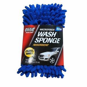 Elite Auto Care Microfiber Wash Sponge - Scratch-Free Chenille & Mesh Scrubber